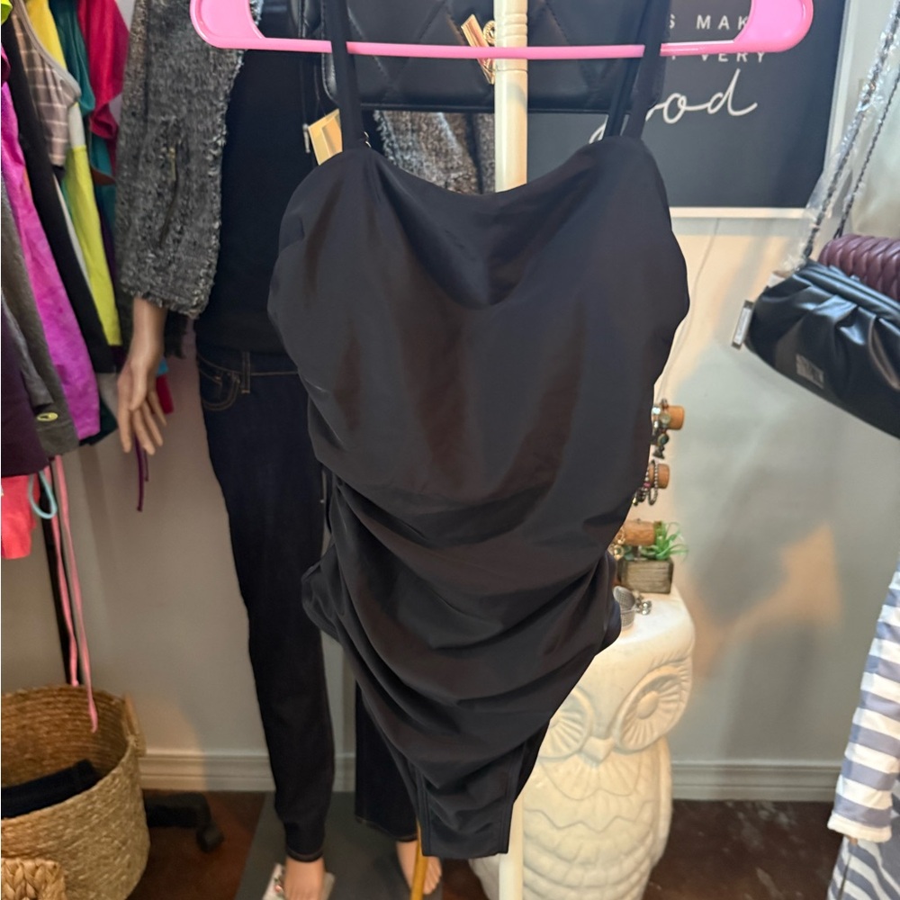 Elegant Black Ruched One Piece Bathing suit. Never been worn! - size Medium